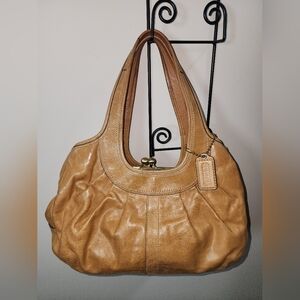 Coach Leather Ergo Pleated Kisslock Satchel Purse Tattersall
